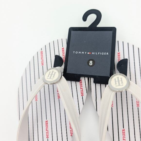 Tommy Hilfiger Thong Flip Flops Sandals Women's Striped White Size US8 EU39 - Picture 7 of 7